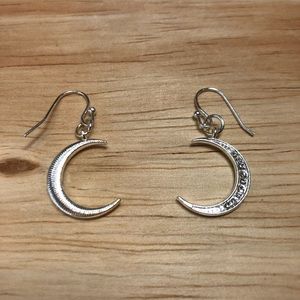 Handmade Silver Pave Crescent Moon Earrings